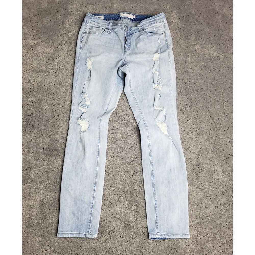 Torrid Jeans‎ Womens 12 Blue Boyfriend Distressed Straight Light Wash Stretch